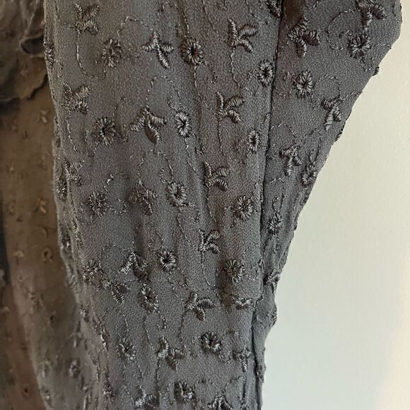 Vintage Jonathan Martin Studio Silk Eyelet Sleeveless Ruffle Flounce Dress Black - Picture 11 of 13